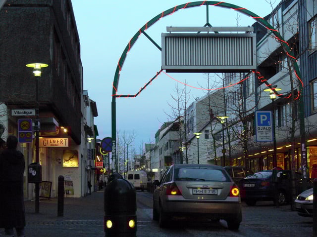 Laugavegur main street in downtown Reykjavík