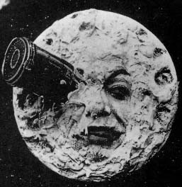 A shot from Georges Méliès Le Voyage dans la Lune (A Trip to the Moon) (1902), an early narrative film and also an early science fiction film.