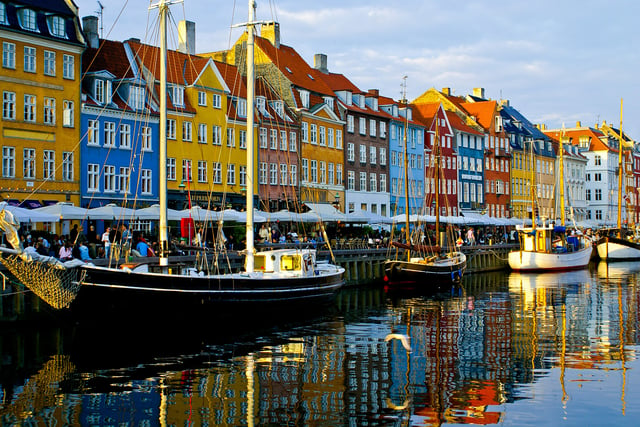 Nyhavn is a 17th-century waterfront lined by brightly coloured townhouses