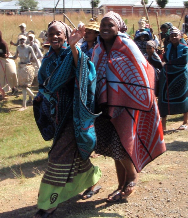 Women wearing Basotho blankets