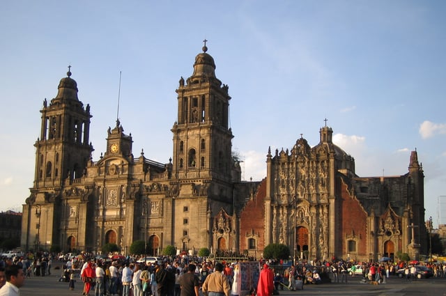 The Mexico City Metropolitan Cathedral (1571-1813) was built by the Spaniards over the ruins of the main Aztec temple.