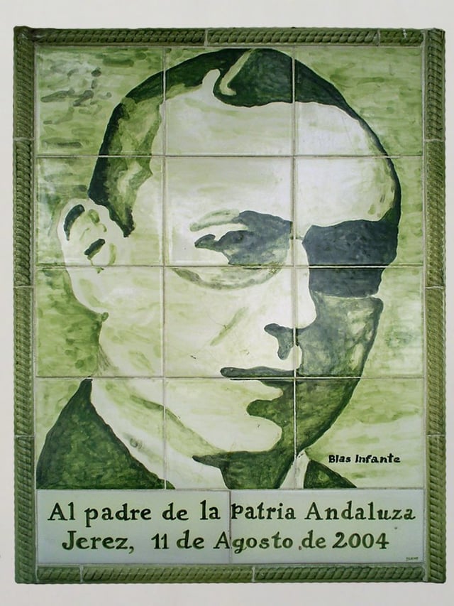 Portrait of Blas Infante, executed in azulejos, located on the avenue in Jerez de la Frontera named in his honor.