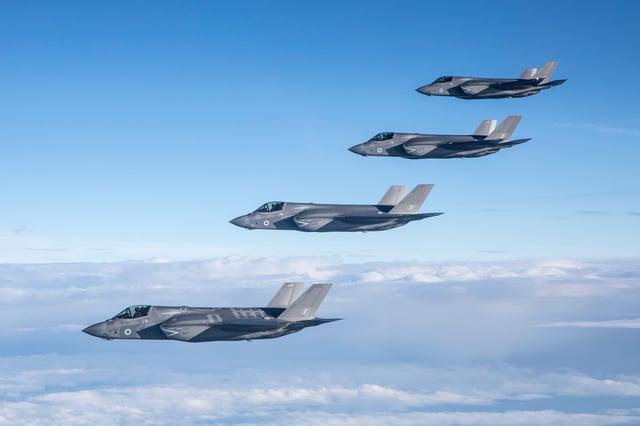 First four RAF F-35Bs on a delivery flight to RAF Marham, June 2018
