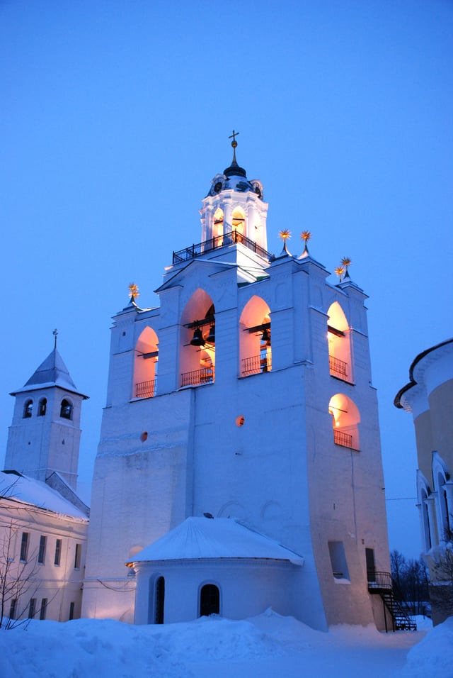 The belfry tower of the Spaso-Preobrazhensky Monastery