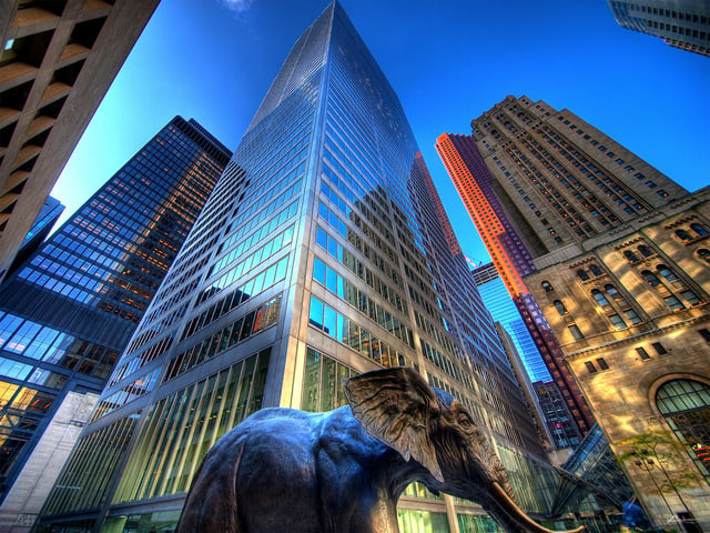 A view of the Financial District from Commerce Court. The district acts as the city's central business district.