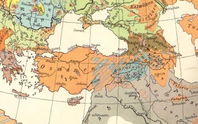 German ethnographic map of Asia Minor and Caucasus in 1914. Armenians are labeled in blue.