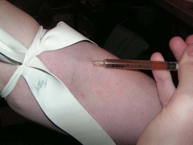 Injection of heroin.
