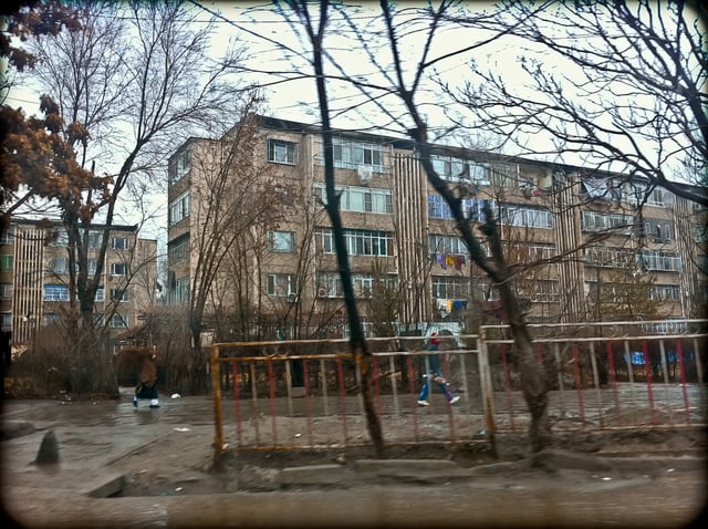 Flats in "Old Mikrorayon", one of the city's Soviet-style microdistricts built between the 1960s and 1980s