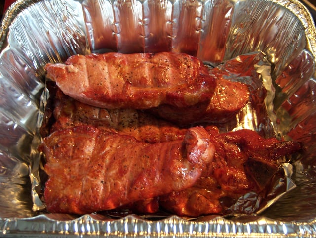 Smoked pork ribs.