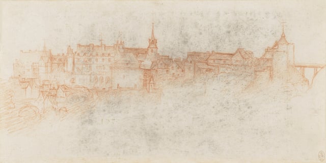 Drawing of the Château d'Amboise (c. 1518) attributed to Francesco Melzi