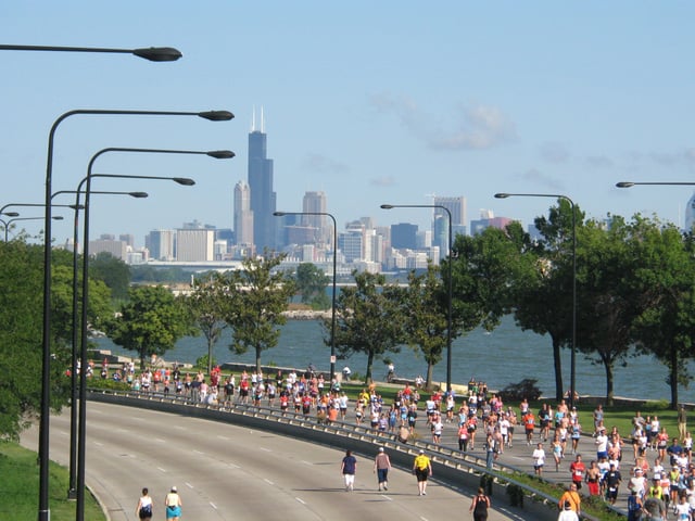 The Chicago Half Marathon, a Chicago Marathon tune up, occurs on Lake Shore Drive.