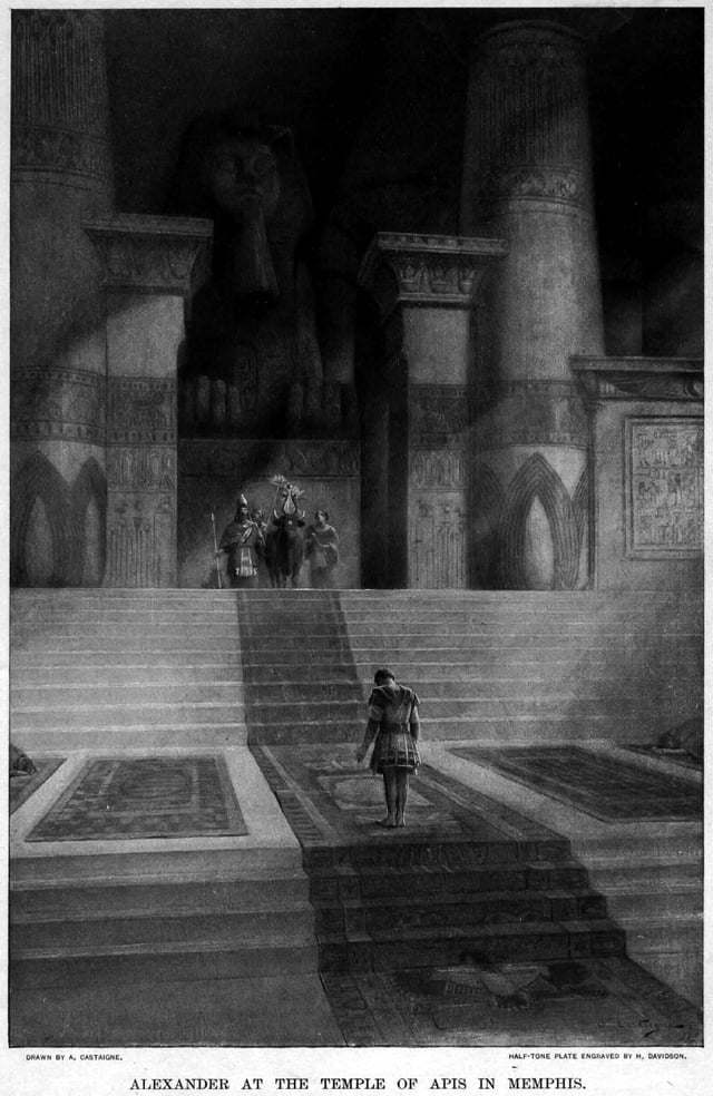 Alexander at the Temple of Apis in Memphis, by Andre Castaigne (1898–1899).