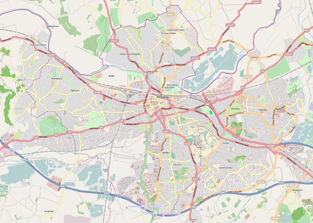 Location of suburbs of Reading