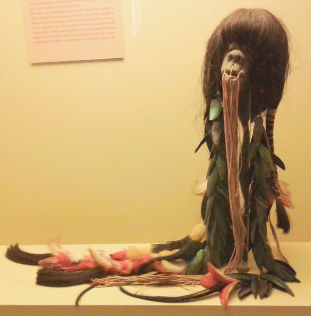 Pre-Hispanic shrunken head of the Shuars (Jivaroan peoples).