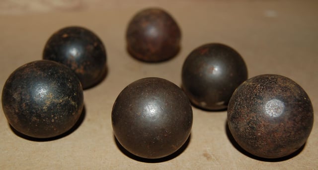 Matchlock musket balls, alleged to have been discovered at Naseby battlefield