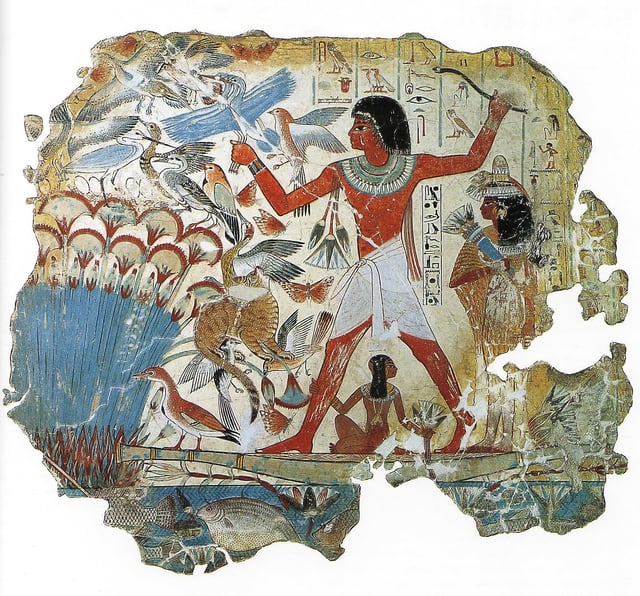 Room 61 – The famous false fresco 'Pond in a Garden' from the Tomb of Nebamun, c. 1350 BC