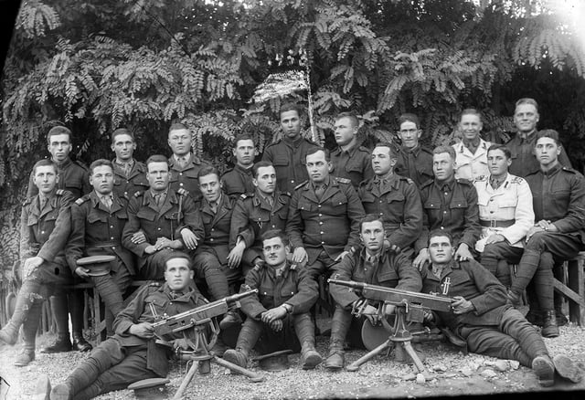 Romanian soldiers with two M1895 Colt–Browning machine guns. ca. 1939