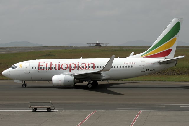 Ethiopian Airlines Boeing 737–700 on the Bole International Airport taxiway