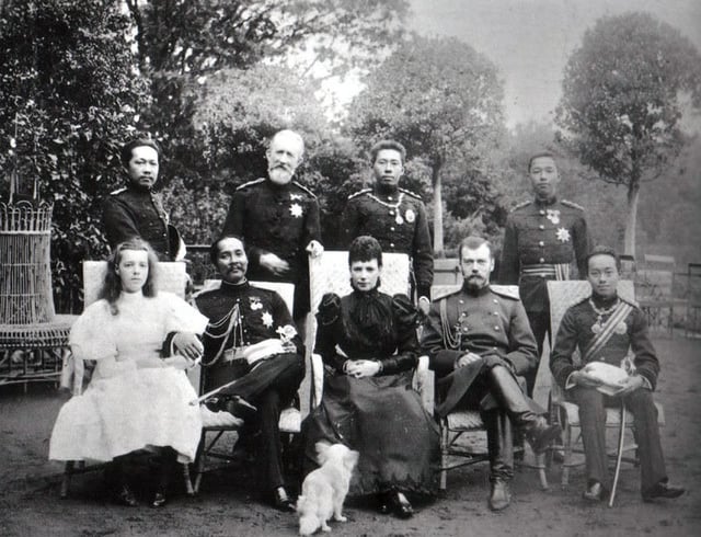 King Chulalongkorn of Siam with Nicholas II in Saint Petersburg, during the king's visit to Europe in 1897
