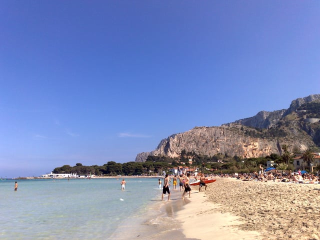 The Mondello Beach, one of the main tourist destinations