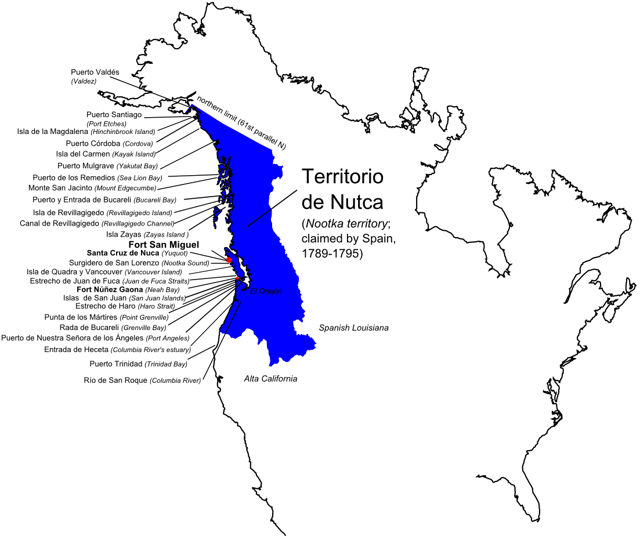 Spanish territorial claims in the northern West Coast of North America, 18th century
