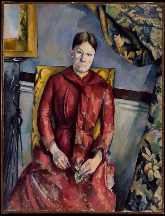 Madame Cézanne (Hortense Fiquet, 1850–1922) in a Red Dress (1888–90), oil on canvas, 116.5 × 89.5 cm, The Metropolitan Museum of Art, New York