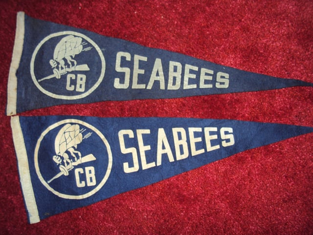Seabee Logo Pennants early 1942. First pattern CB (drawn to be used as an identification stencil per BuDocks order not for uniforms).