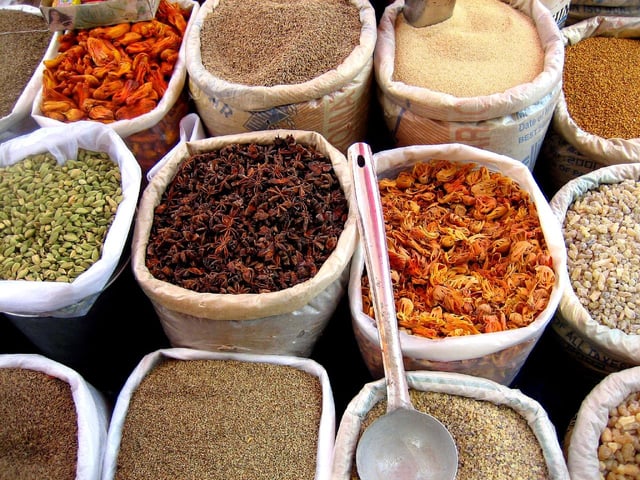 Spices and herbs at a shop in Goa, India