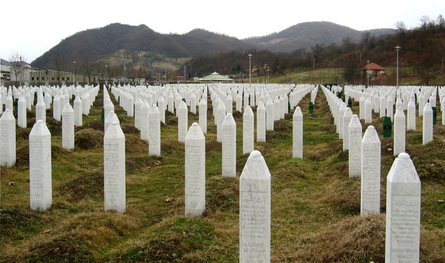 The cemetery at the Srebrenica-Potočari Memorial and Cemetery to Genocide Victims