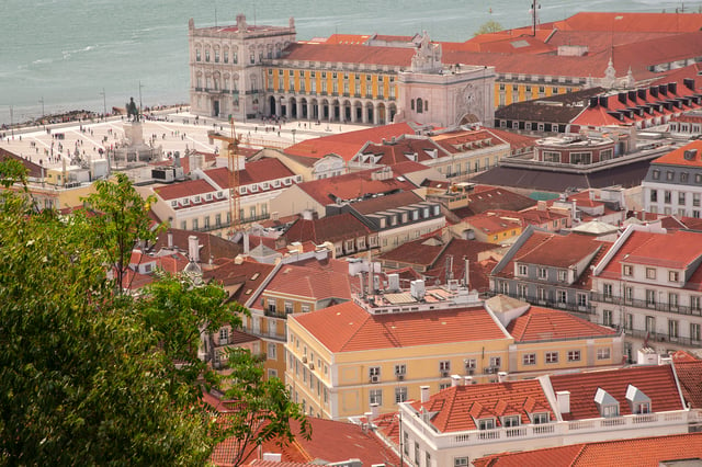 View from the São Jorge Castle, including the Praça do Comércio on the waterfront