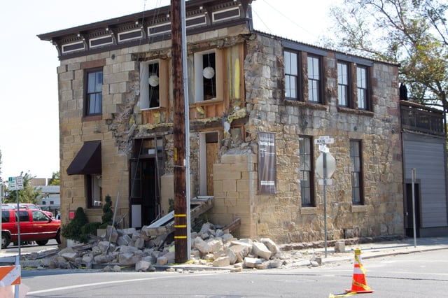 Damage to the Sam Kee Laundry Building from the 2014 South Napa earthquake