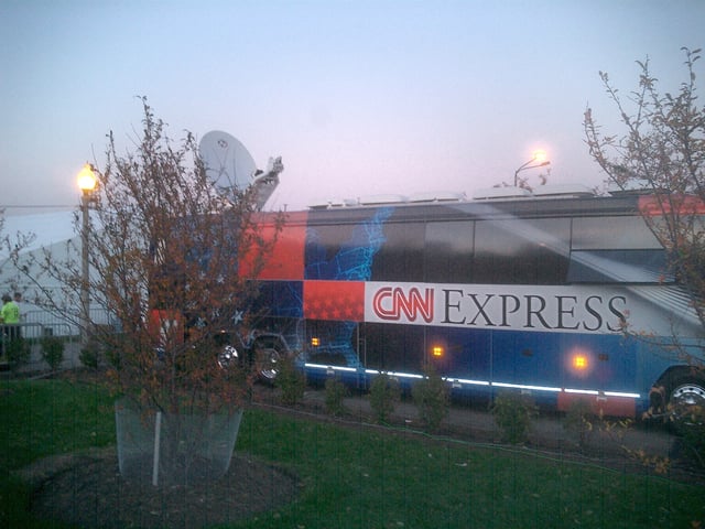 The CNN Election Express bus, used for broadcasts.