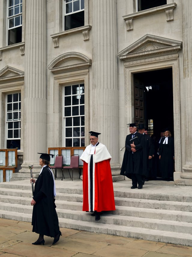 Officers of the Regent House, including Vice-Chancellor Borysiewicz, after a graduation ceremony
