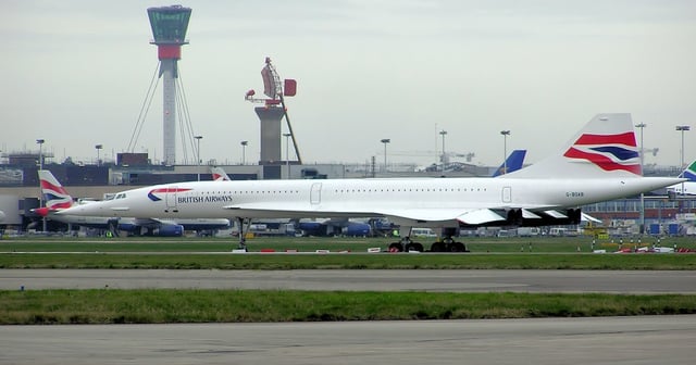 Concorde G-BOAB in storage at Heathrow