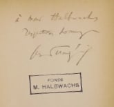 Book signed by Georges Dumézil and offered to Maurice Halbwachs.Maurice Halbwachs Collection of Human and Social Sciences Library Paris Descartes-CNRS