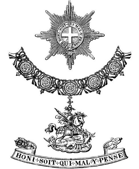 The Garter "Star" above, and "Great George" below (the knight on horseback)