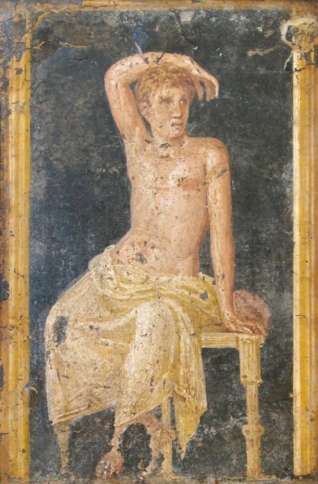 A Roman fresco of a young man from the Villa di Arianna, Stabiae, 1st century AD.