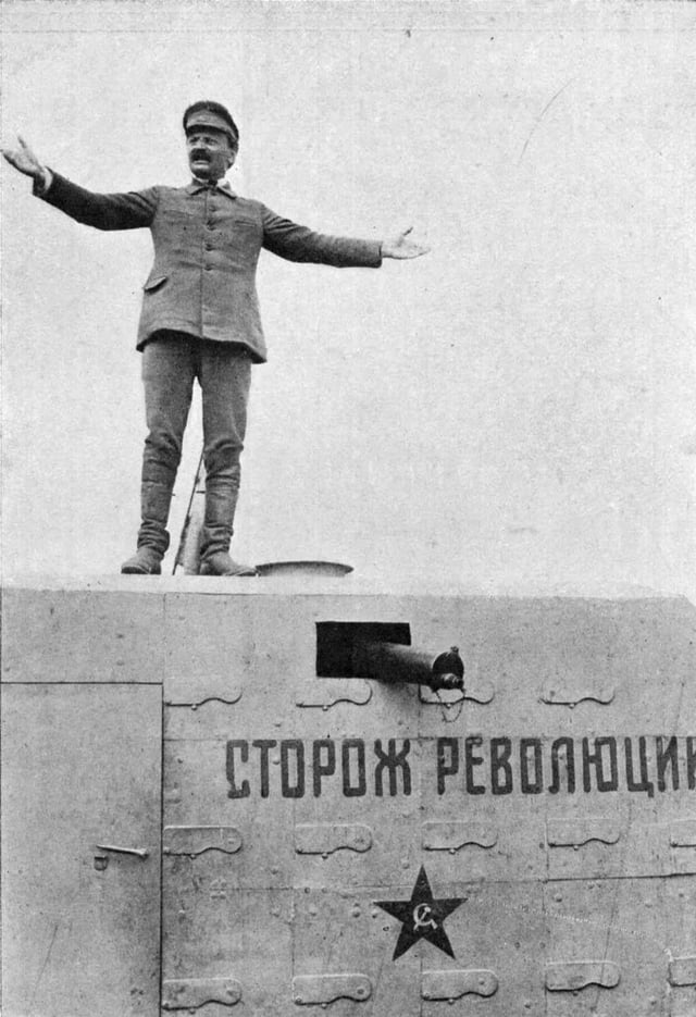 Leon Trotsky speaks from the Armoured Train, Russian Civil War in 1920