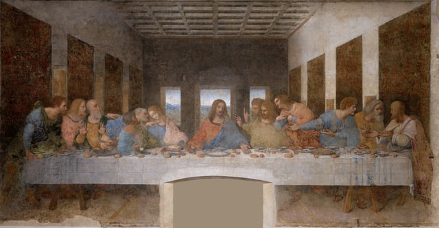 The Last Supper (Convent of Sta. Maria delle Grazie, Milan, Italy (1499), by Leonardo da Vinci)