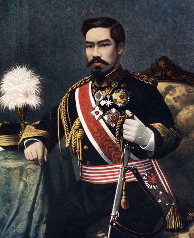 Emperor Meiji (1868–1912), in whose name imperial rule was restored at the end of the Tokugawa shogunate