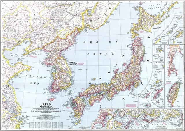 The Japanese archipelago and neighboring Korea in 1945 (National Geographic)