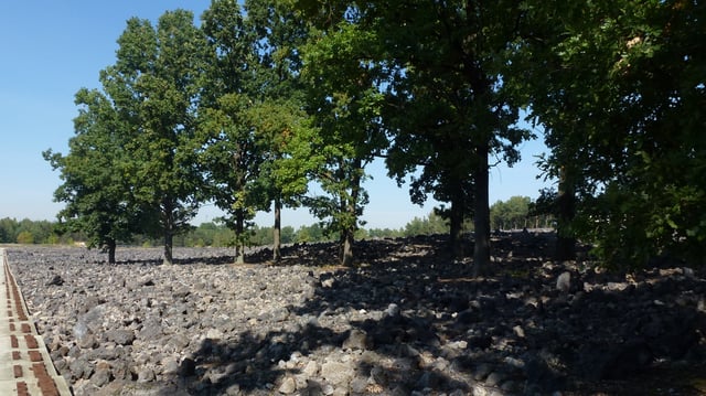 Belzec extermination camp memorial. During the construction of the Mausoleum trees planted by the SS were removed and only the oaks, that witnessed the genocide, were retained.