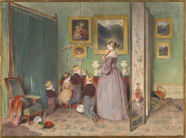 The painting depicts the family of Franz Joseph gathered in prayer, 1839