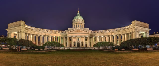 The Kazan Cathedral in Saint Petersburg was constructed between 1801 and 1811, and prior to the construction of Saint Isaac's Cathedral was the main Orthodox Church in Imperial Russia.