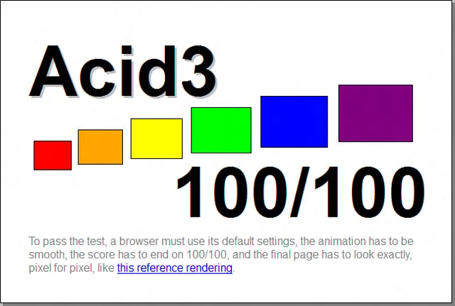 The result of the Acid3 test on Firefox 17