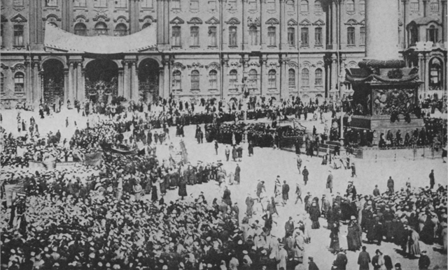 Bolsheviks celebrating May 1 near the Winter Palace half a year after taking power, 1918