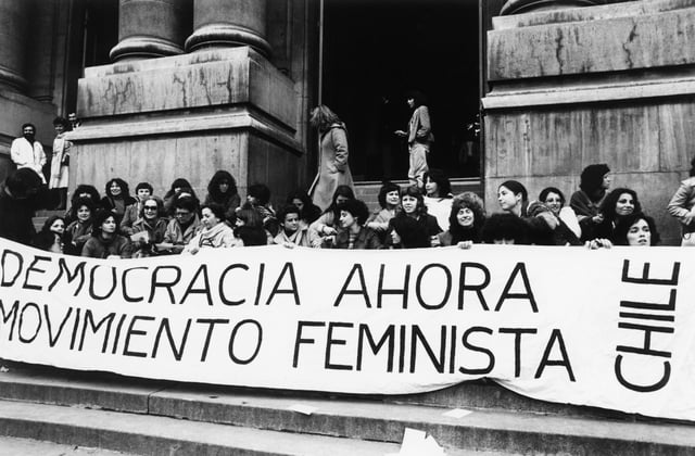 Chilean feminists protest against the regime of Augusto Pinochet
