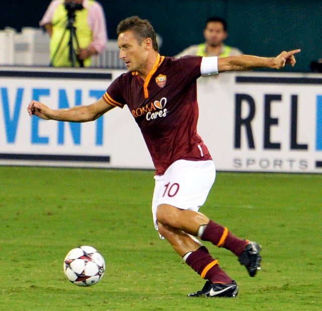 Totti during a pre-season friendly in 2013
