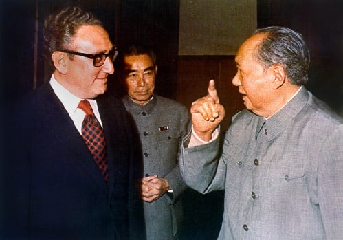 Mao with Henry Kissinger and Zhou Enlai, Beijing, 1972