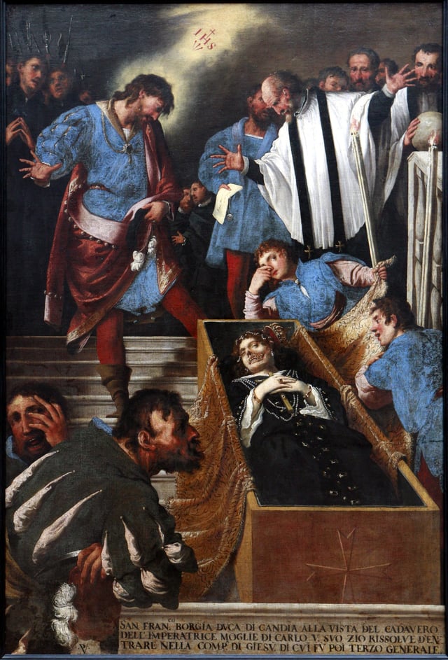 Francis Borgia at Isabella of Portugal's coffin by Pietro della Vecchia